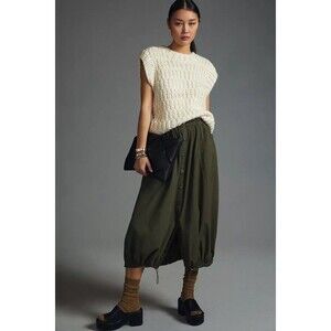 ENGLISH FACTORY Chunky Knit Cable Vest Womens Sweater Medium Fishermen Lagenlook